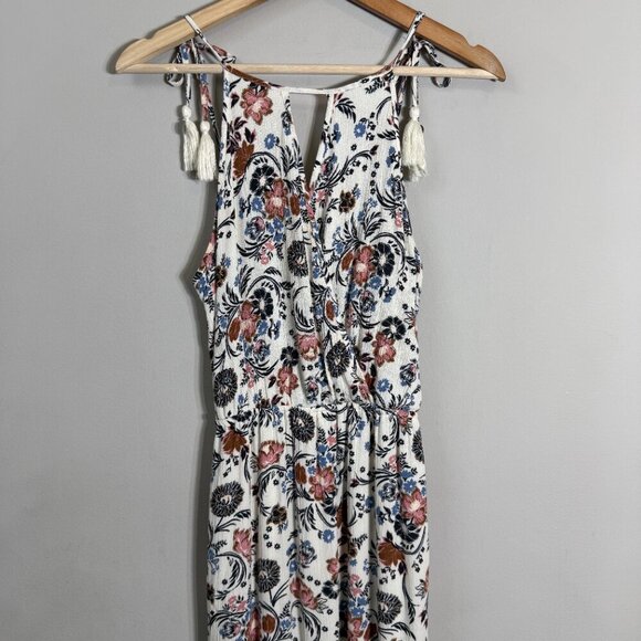 American Eagle Floral Wrap Ruffle Maxi Dress Women's Small Bohemian Tassle Flowy - Picture 5 of 16